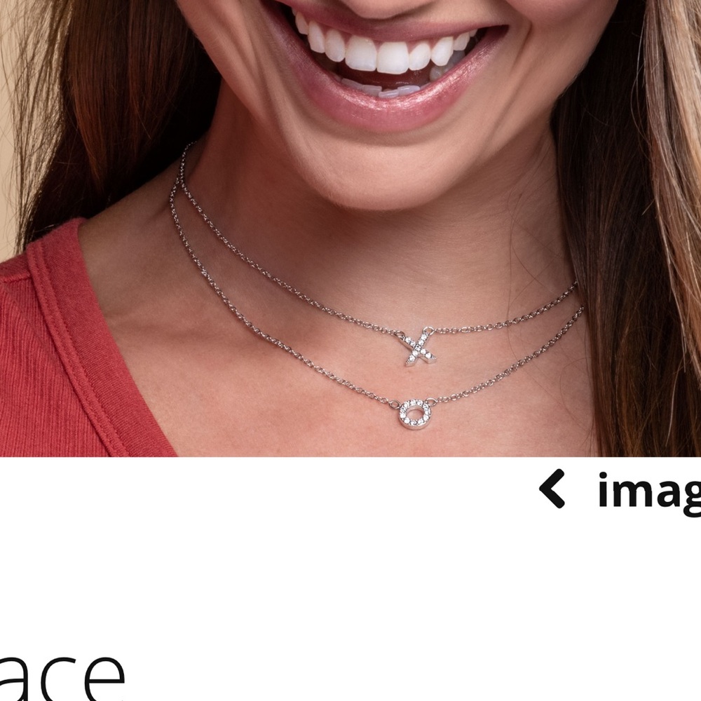 Touchstone Crystal Swarovski XO Necklace Silver Rhodium Layered Tiered